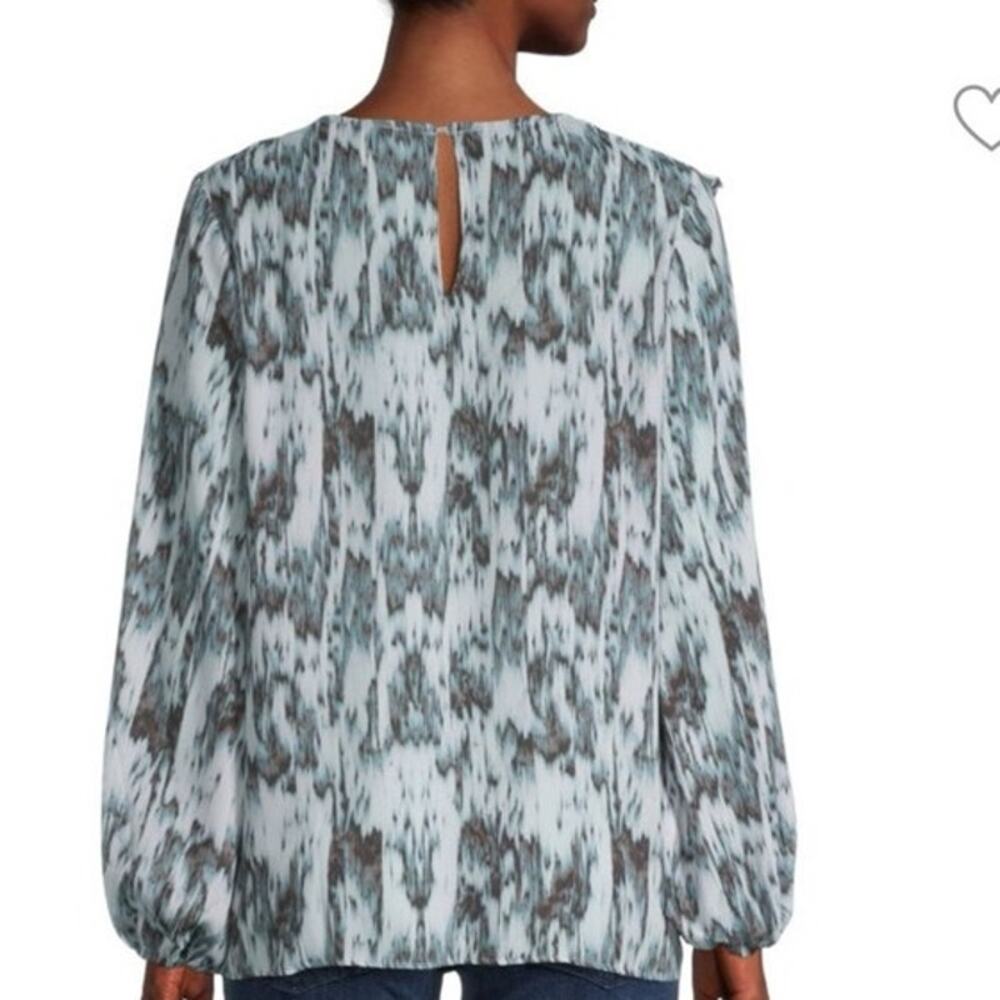 Halston Abstract Print Waterfall Long Sleeve Top Size XS - Picture 4 of 7